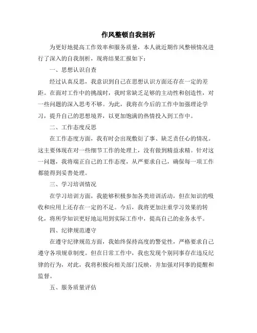 作风整顿自我剖析