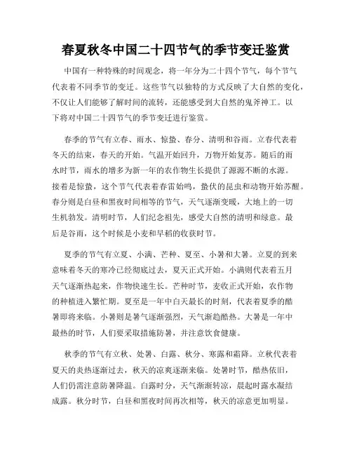 春夏秋冬中国二十四节气的季节变迁鉴赏