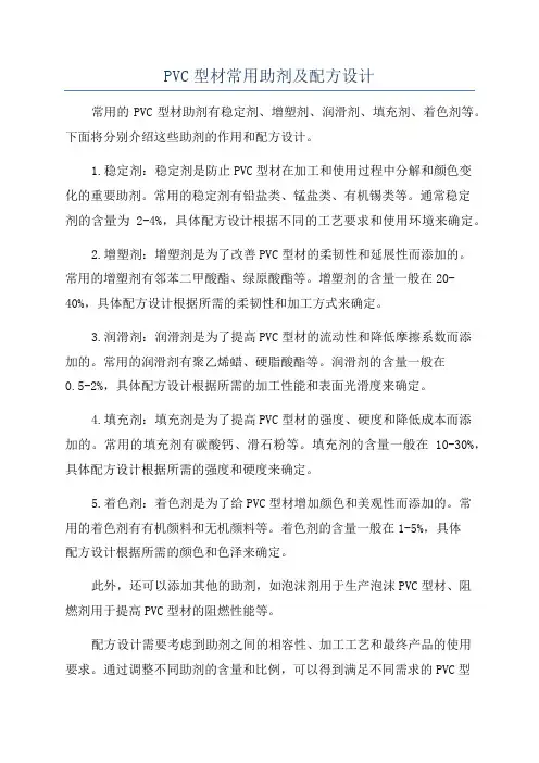 PVC型材常用助剂及配方设计