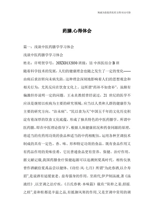 药膳,心得体会