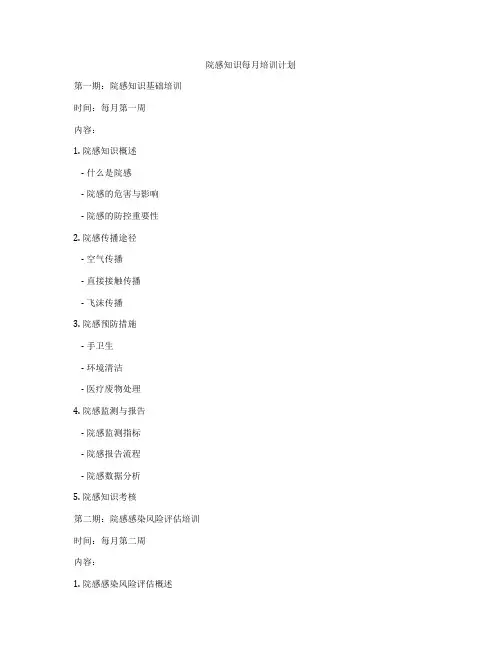 院感知识每月培训计划