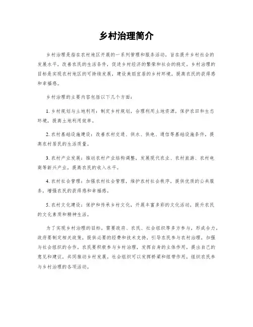 乡村治理简介