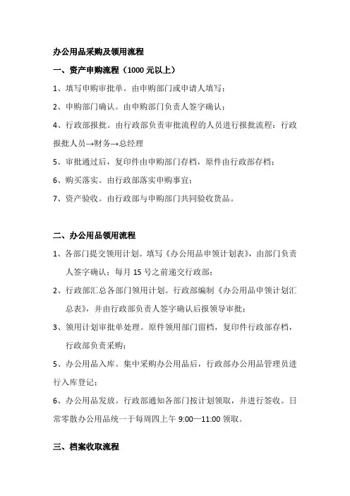 办公用品采购及领用流程
