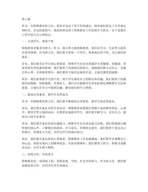 特殊教育班主任心得体会(3篇)