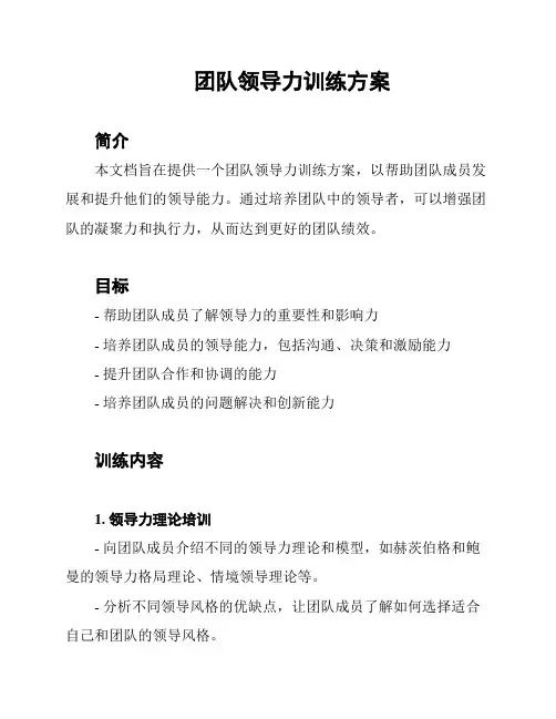 团队领导力训练方案