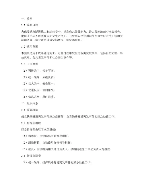 铁路隧道突发事故应急预案