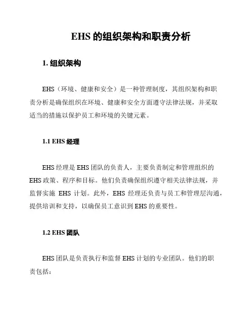 EHS的组织架构和职责分析
