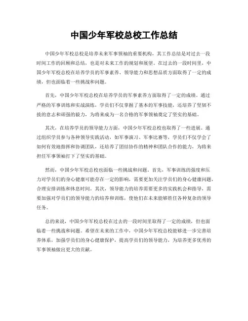 中国少年军校总校工作总结