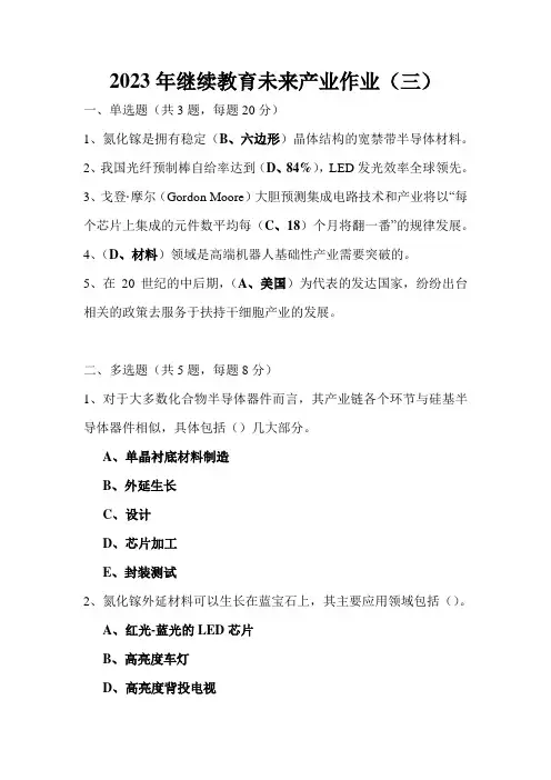 2023年继续教育未来产业作业(三)
