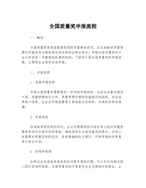 全国质量奖申报流程