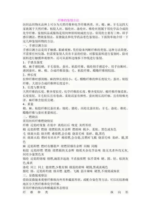 纤维鉴别方法及常规面料鉴别