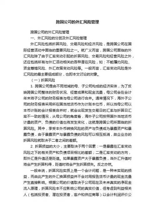 跨国公司的外汇风险管理