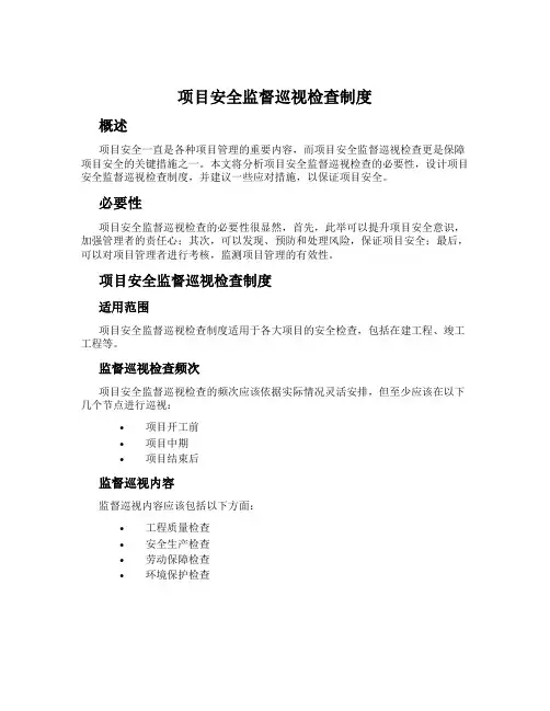 项目安全监督巡视检查制度