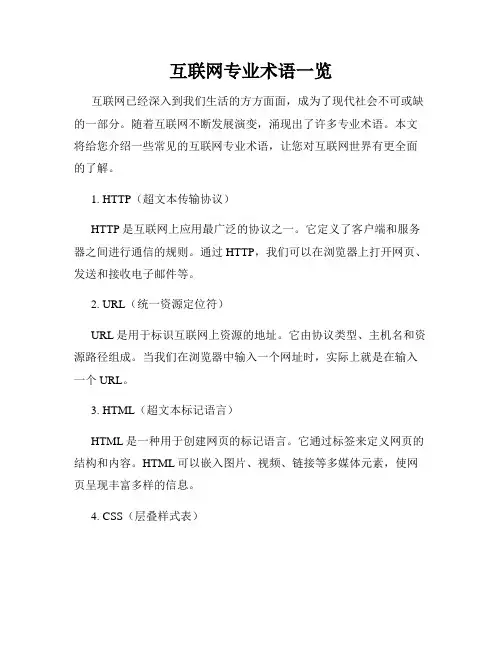 互联网专业术语一览