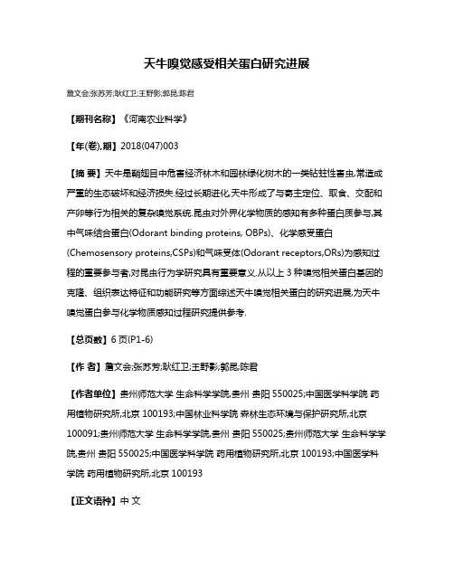 天牛嗅觉感受相关蛋白研究进展