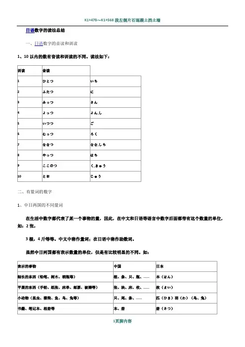 日语数字读法总结