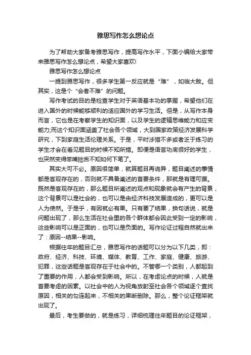 雅思写作怎么想论点