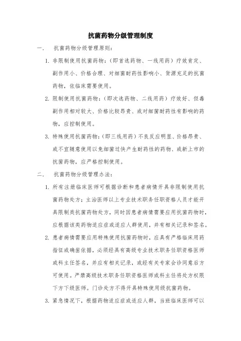 抗菌药物分级管理制度