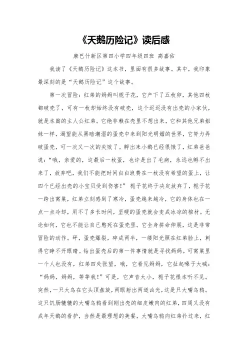 高嘉佑—《天鹅历险记》读后感 (1)