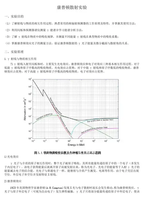 康普顿散射虚拟仿真实验记录数据处理报告