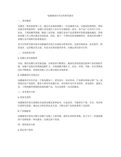 电镀城项目可行性研究报告