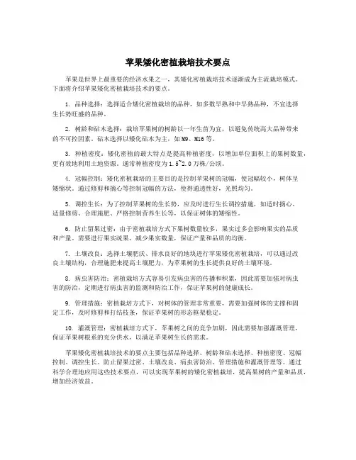 苹果矮化密植栽培技术要点