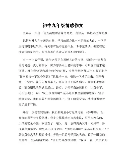 初中九年级情感作文