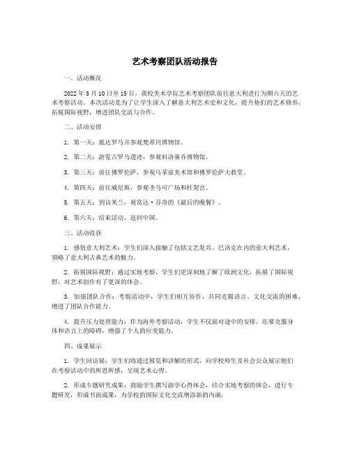 艺术考察团队活动报告