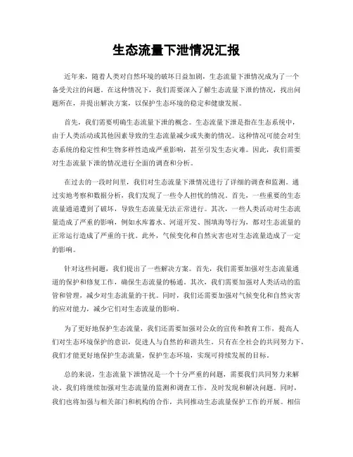 生态流量下泄情况汇报