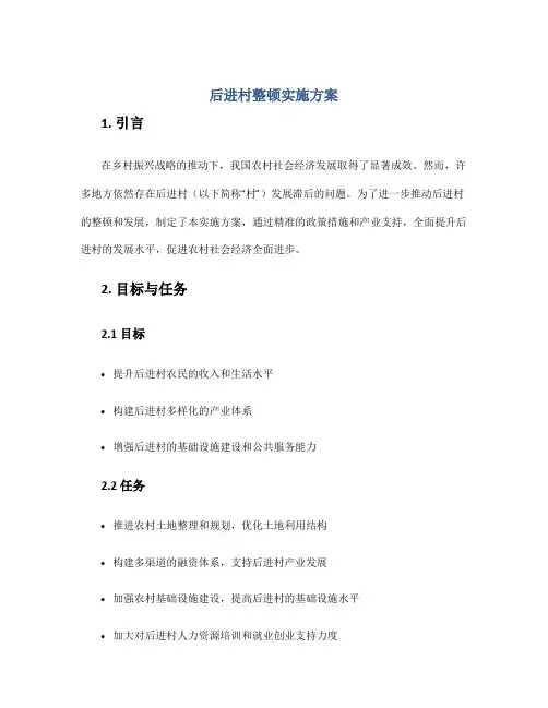 后进村整顿实施方案