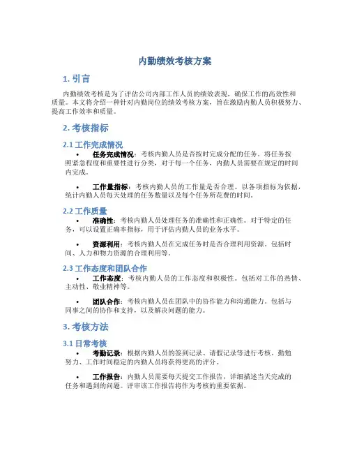 内勤绩效考核方案