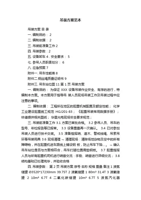 吊装方案范本