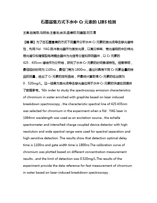 石墨富集方式下水中 Cr元素的 LIBS检测