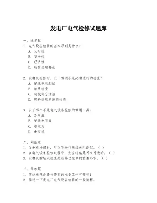 发电厂电气检修试题库