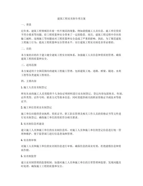 建筑工程实名制专项方案