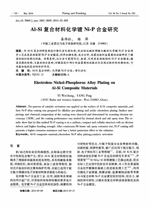 Al-Si复合材料化学镀Ni-P合金研究