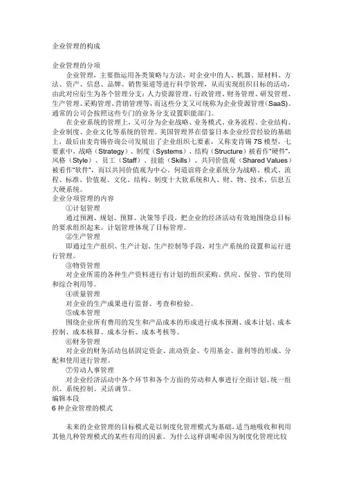 企业管理应具备的知识体系