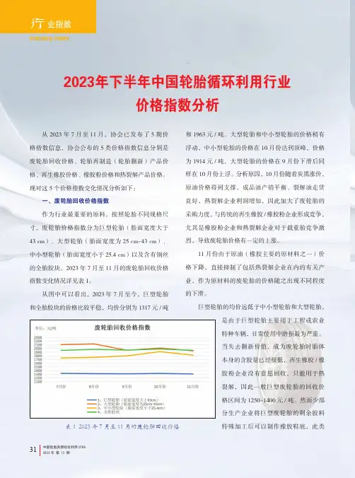 2023_年下半年中国轮胎循环利用行业价格指数分析