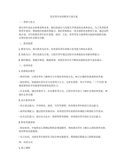 团员青年培训教育计划方案