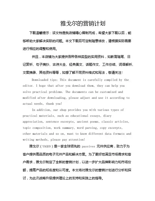 雅戈尔的营销计划