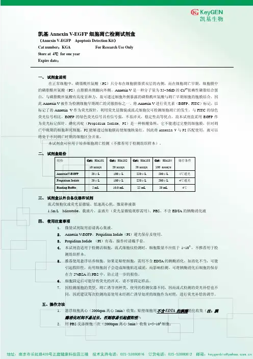 kga101 n凯基annexin vegfp细胞凋亡检测试剂盒说明书