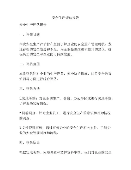 安全生产评估报告
