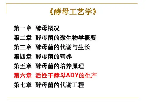 酵母工艺学培训教材(PDF 37页)