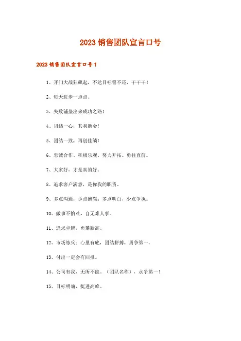 2023销售团队宣言口号_1
