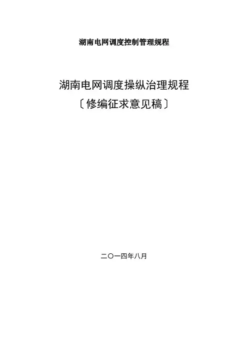 湖南电网调度控制管理规程