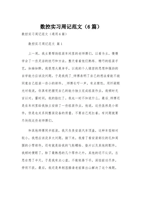 数控实习周记范文(6篇)