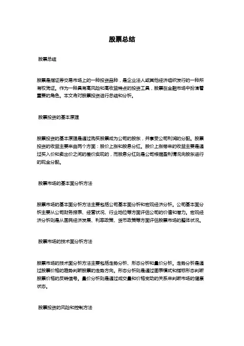 股票总结范文