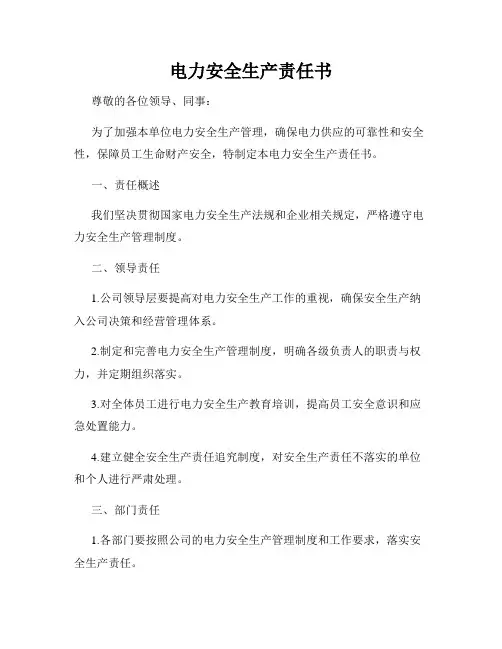 电力安全生产责任书