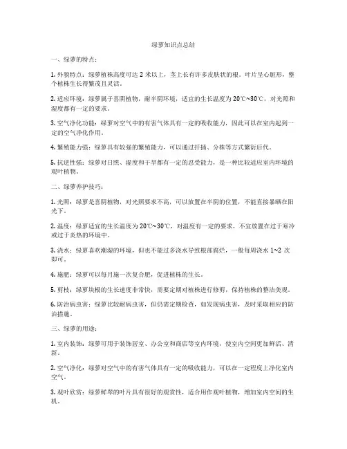 绿萝知识点总结