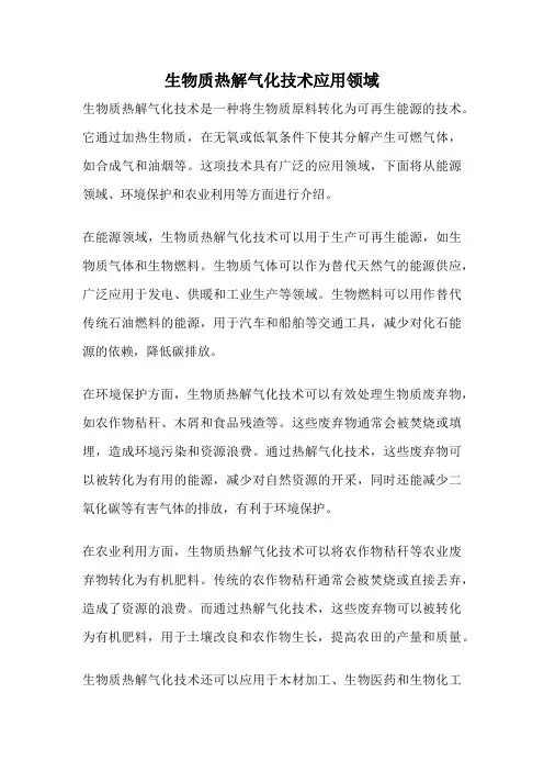 生物质热解气化技术应用领域